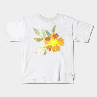 Citrus Yellow and Terracotta floral Kids T-Shirt